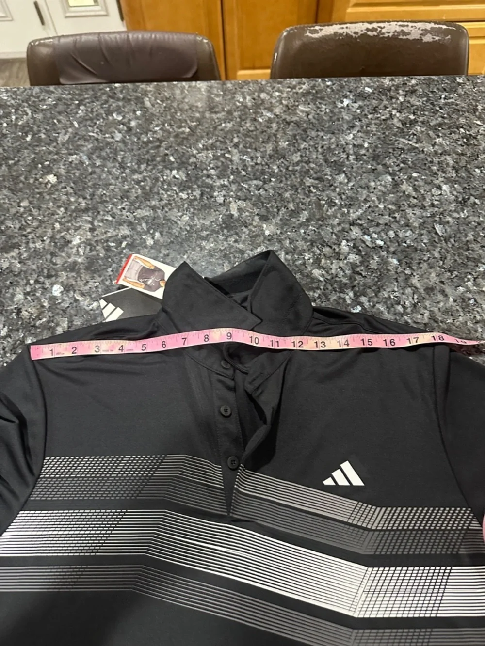 adidas Men’s Black Polo with Gray Chest Stripes
